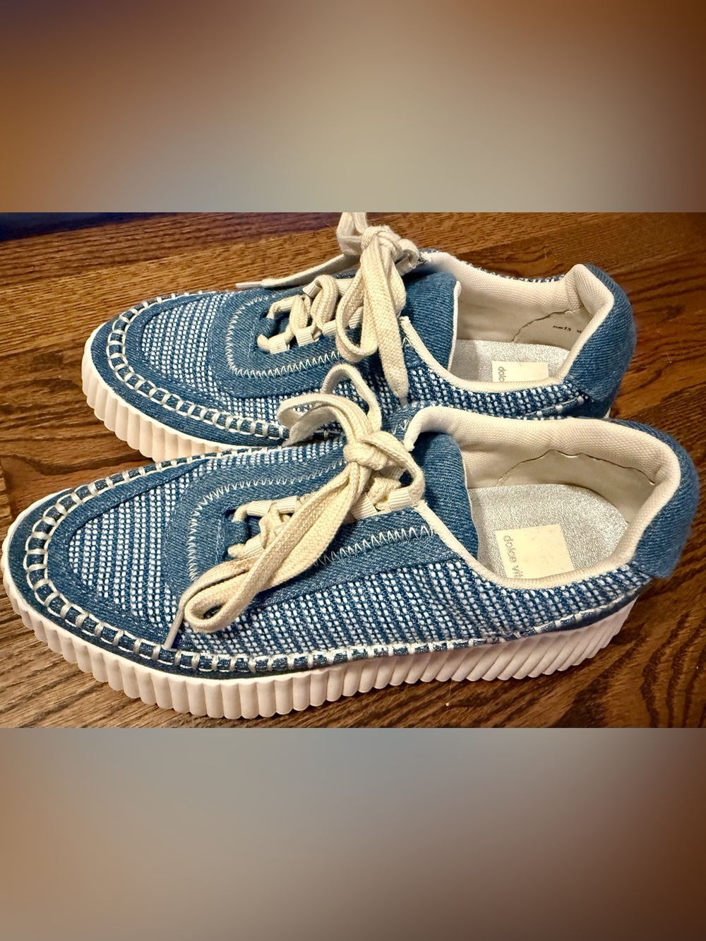 Dolce Vita Dolen Blue Multi Denim Platform Sneakers NWOT